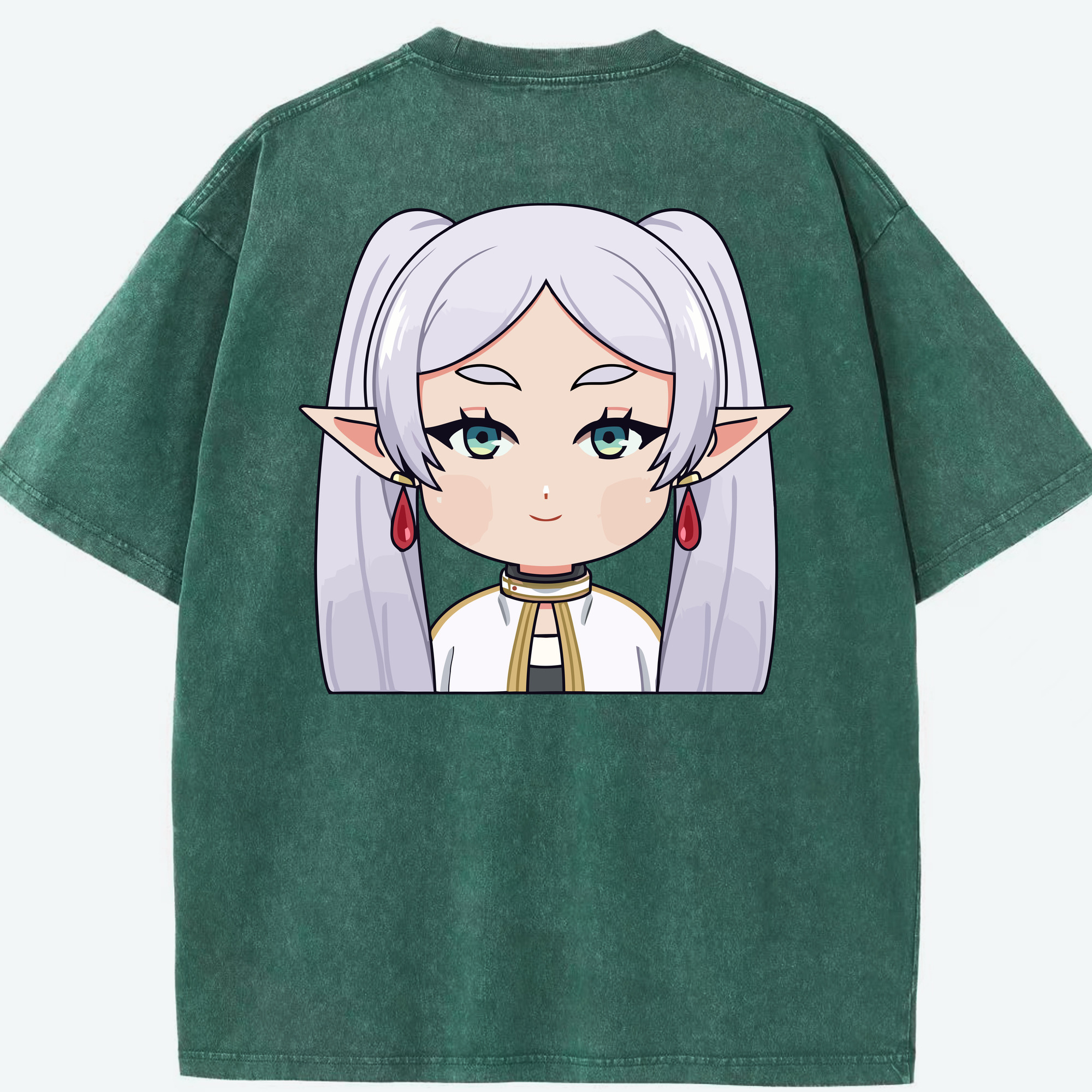 （画像用） 葬送のフリーレン Frieren 綿100% ヴィンテージ風 半袖Tシャツ（背面プリント）